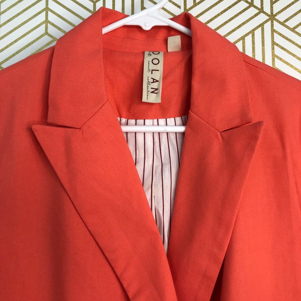 Dolan Womens Rayon/Linen Blend Blazer Jacket Sz Medium Orange Double Breasted - Picture 2 of 9